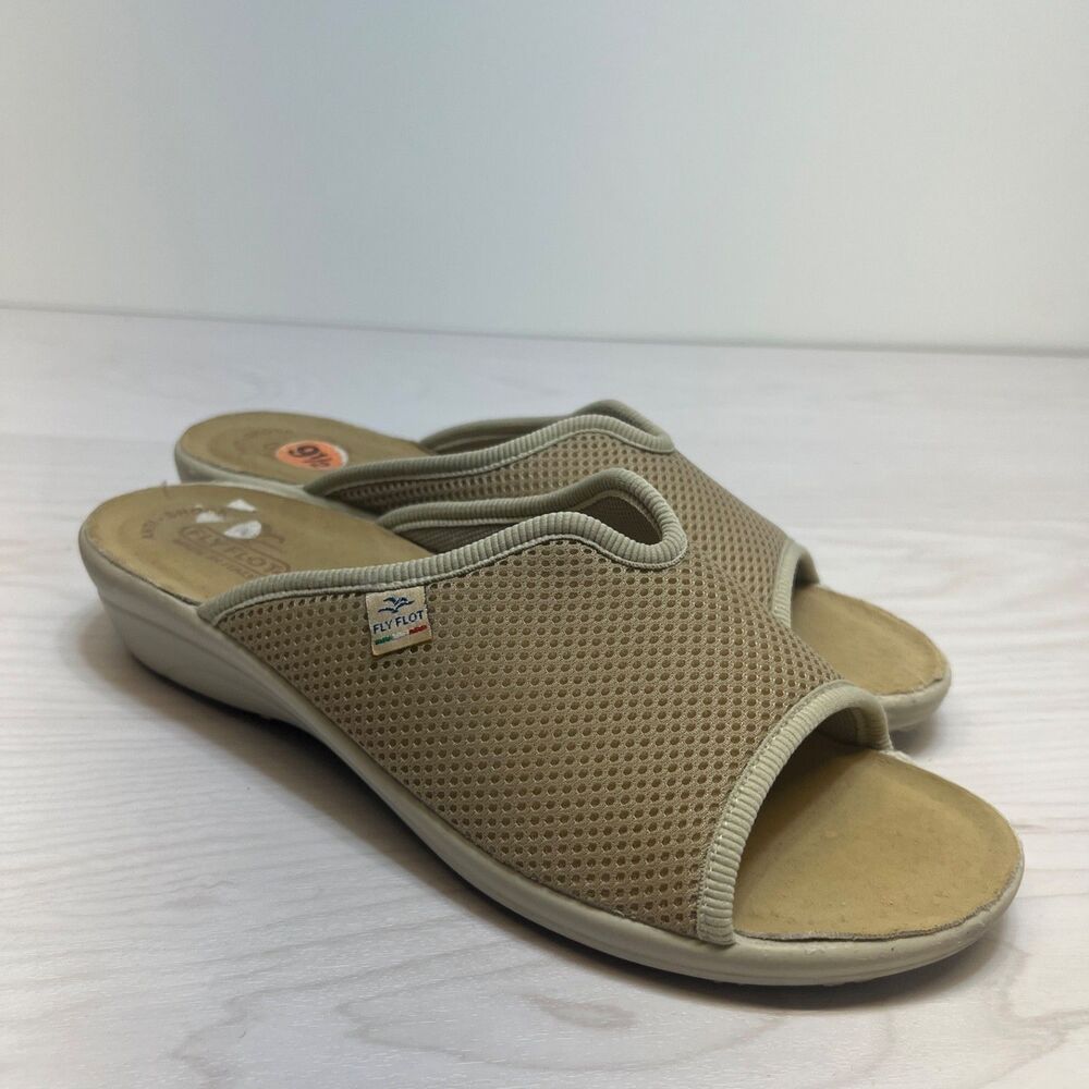 Fly Flot Italy  Sandal  Womens Size 9.5 Anatomic Anti-Shock Comfort Wedge Slides